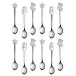 Fantasyon 12 Pcs Stainless Steel Christmas Spoon, Creative Fashion Tableware Spoons Set Christmas Style Coffee Tea Dessert Drink Mixing Spoon for Christmas Stocking Fillers Party and Kitchen