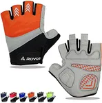 ROVOS Cycling Gloves - Men & Women's 5mm Padded Half Finger Breathable Mountain & Road Biking Gloves (Orange, Large)
