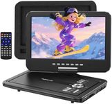 POFOTO 12.5" Portable DVD Player with 10.5" HD Swivel Screen, 6-Hour Battery Life, Car DVD Player with Dual Speakers, Supports CD/DVD/USB/SD Card, Include Car Headrest Mount and Remote Control