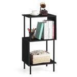 ETELI 3 Tier Small Bookshelf Black Book Shelf for Small Spaces S Shaped Bookcase Organizer for Office, Kids, Living Room Bedroom Home Corner