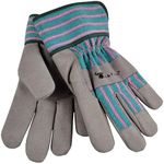 G & F Products 5009M 3 Pair Pack JustForKids Synthetic Leather Kids Garden Gloves, Kids Work Gloves, Grey, 4-6 Years Old