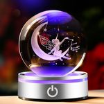 IFOLAINA 3D Moon Fairy Crystal Ball Tree of Life Glass Sphere Charming Fairy Figurines for Home Decor Ideal Gifts for Girl Ornament