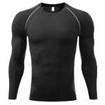 Sillictor Compression Tops for Men Quick Dry Football Training Running Top Mens Long Sleeve Hiking Golf Ski Base Layer Tops Men Sports Thermal Underlayer High Wicking Muscle Support 3323 Black M