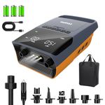 13500mAh 20PSI SUP Pump - Electric, Rechargeable Paddle Board Air Pump with Digital Display - Lightweight, Inflator for Paddleboards, Boats, Kayaks - Auto-Off, Storage Bag Included (Grey+Orange)