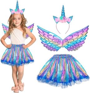 Hifot Costume da Unicorno Bambina,Vestito da Principessa Ali con Cerchietto Unicorno, Tutu Gonna per Festa Compleanno Partito Regalo Carnevale