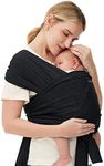 Momcozy Baby Sling Wrap, Baby Sling for Newborn up to 50 lbs, Baby Wrap Adjustable for Adult Fits Sizes XXS-XXL, Easy to Wear Infant Baby Wrap Carrier, Ergonomic Front Facing/Back Carrier Slings,Black