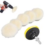 Linkstyle 7PCS 3inch Wool Polishing Buffing Pad, with Hook and Loop Back, for Drill Buffer Attachment with M10 Drill Adapter, Car Buffer Polisher Kit, for Car Polishing,Waxing,and More