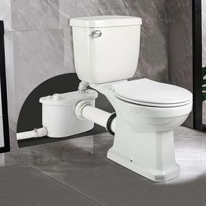 Macerating Toilet with Pump, Two-Piece Upflush Toilet For Basement, Powerful & Quiet Macerating Pump System With 3 Water Inlet & Ac Vent, 36ft Vertically, Elongated Bowl