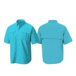 Banana Boat Mens Short Sleeve UPF 50+ Water Proof | UV Protection | Wind Proof | Breathable Fishing Shirt with Vented Back, Aqua, L