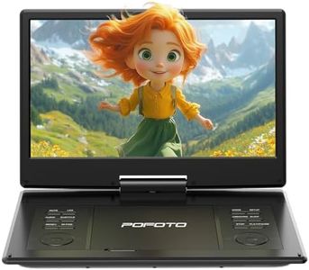 POFOTO 15.7" Portable DVD Player with 14.1" HD Swivel Screen, 6-Hour Rechargeable Battery, Dual Speakers, USB/SD/TV Sync, Supports Multiple Disc Formats, Black