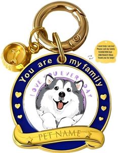 Personalized Dog Tag Custom Engraved Brass, Lightweight Durable Pet ID Nameplate Front and Back Lettering, Clear Laser Etching for Dogs & Puppy, Lost Pet Protection Recover,Alaskan Malamute