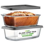 NutriChef, Loaf Pan, Loaf Pans for Baking, Bread Pan, Glass Baking Dish, Meal Prep Container, Freezer to Oven Safe, Airtight Locking Lid, Leakproof, Great for Bread, Cakes, Pastries, 2 Sets