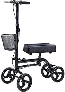 WINLOVE Black Steerable Knee Walker Roller Scooter with Basket Dual Braking System for Angle and Injured Foot Broken Economy Mobility