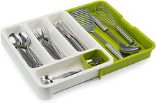 House of Quirk Plastic Utensils Drawer Organizer Expandable Cutlery Tray, Multi-Coloured