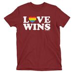 FreeWillShirts Love Wins - Unisex Mens Ladies LGBT Organic Cotton T-Shirt Burgundy