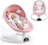 Soobaby Baby Swing for Infants,Electric Bouncer for Babies,Portable Swing for Baby Boy Girl,Remote Control Indoor Baby Rocker with 5 Sway Speeds,Music and Bluetooth,Light Pink