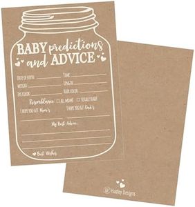 Hadley Designs 50 Mason Jar Advice and Prediction Cards Baby Shower Game, New Mom & Dad Card or Mommy & Daddy To Be, For Girl & Boy Babies, Fun Gender Neutral Shower Party Favors