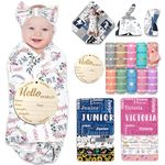 Personalized Baby Swaddles Blanket with Name Custom Newborn Receiving Blanket Headband Set Baby Swaddle Customized Gifts for Baby(Girl)