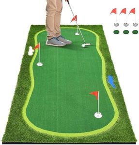 Sturdum Golf Putting Green 5X10ft Putting Mat, Large Professional Golfing Training Mat for Indoor Outdoor, Realistic Golf Mat with Sand Pit and Water Hazard