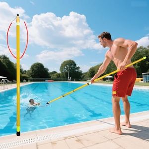 Yuwoune 18ft Telescopic Pool Rescue Hook | OSHA Water Rescue Pole & Emergency Hook with Night Glow | Fiberglass Pool Safety Pole for Home/Water Parks