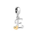 Luluadorn Gold Heart Letter E Charm Initial Alphabet Charm Dangle Bead Compatible with Pandora Charms Bracelets