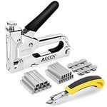 AECCN Staple Gun with Remover - 3 in 1 Heavy Duty Nail Steel Gun Kit with 2100 Staples, Upholstery Stapler for Fixing Material, Decoration, Carpentry, Furniture, Doors and Windows