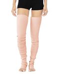 v28 Women Girls Extra Long Thigh High Neon Ribbed Knit Warm Leg Warmers for Yoga, H106cm-pink, One Size