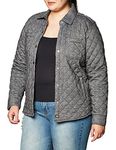 Dickies Women's Quilted Flannel Shirt Jacket, Gray Two Tone Herringbone, S