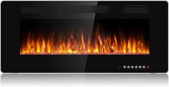 BOSSIN 42 inch Ultra-Thin Silence Linear Electric Fireplace, Recessed Wall Mounted Fireplace, Fit for 2 x 4 and 2 x 6 Stud, 12 Adjustable Flame Color & Speed,Touch Screen Remote Control with 8h Timer
