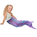 Mermaid Tail Blanket Soft Warm Plush Mermaid Blankets Tail for Kids Teens All Seasons Soft Flannel Fleece Mermaid Sleeping Bag Wearable Blanket Colorful Scale Snuggle Blanket Birthday Gift, 50x145cm