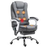 Vinsetto Heated 6 Points Vibration Massage Executive Office Chair Linen Adjustable Swivel High Back Desk Chair with Footrest Grey