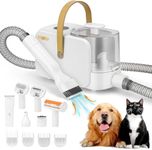 ITBABY Dog Grooming Kit, Pet Grooming Kit & Vacuum Suction 99% Pet Hair Groomer, Professional Grooming Clippers with 7 Proven Grooming Tools for Dogs Cats, Quiet Pet Vacuum Groomer (White)