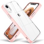 iPhone XR case,Tingicase Hard PC Clear Back with Soft Silicone Edge Slim Protective Phone Guardian for Women Girls,Slim Fit Shockproof Cover for iPhone XR - Pink