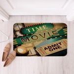 Feelyou Vintage Cinema Movie Theater Bath Mats for Bathroom Movie Time Btah Rugs for Shower Tub Cinema Poster Design Bathroom Rugs for Kids Popcorn Green Bathroom Accossories Ultra Soft 20"x32"