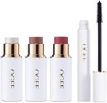 Ogee Volumizing Mascara & Face Stick Trio Bundle - Organic Black Mascara with Contour Makeup Collection