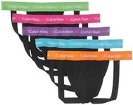 Calvin Klein Men's Pride Cotton Stretch 5-Pack Jock Strap, Black Bodies W Green Flash/Fuscia Fedora/Dahlia/Blue Atoll/Vibra