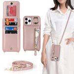 Zouzt for iPhone 11 Pro Max Case with Cord iPhone 11 Pro Max Card Holde Case 11 Pro Max Zipper Wallet Case 11 Pro Max Case with Lanyard Ring Adjustable Necklace Phone Cover for Women - Rose Gold