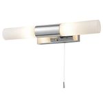 LITECRAFT Elena Wall Light Bathroom Fitting with Frosted Glass Shades - Polished Chrome