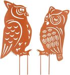 Homarden Metal Animal Yard Decor - Owl Shaped Garden Art for Outside Decorations - Outdoor Decorative Stake Accessories and Lawn Ornaments, Outdoor Decor Fall Yard Stakes - 2 Piece Set