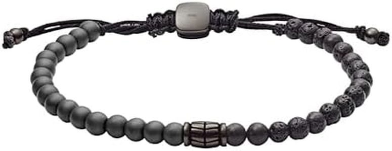 Fossil Men's Beaded Bracelet, Color: Smoke (Model: JF03008793)