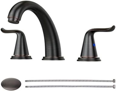 WOWOW Widespread Bathroom Faucet Oiled Rubbed Bronze Bathroom Sink Faucet 3 Hole Vanity Faucet 2 Handle Basin Faucet 8 Inch Mixer Tap with Pop Up Drain and Supply Hose