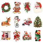 K1tpde 12PCS Vintage Christmas Cutout Home Decoration, Santa Claus Snowman Cutout Decor, Large Size Christmas Cutouts Cardstock, Retro Christmas Cut-outs Cardboard, Winter Holiday Party Decorations