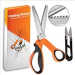 Pinkut Pinking Shears for Fabric Cutting with Soft Rubber Handles & Stainless-Steel Edges - 23 cm Premium Zig Zag Scissors for Crafting, Dressmaking, & Sewing with Thread Cutter