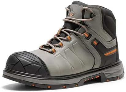 NORTIV 8 Winter Work Boots for Men Steel Toe Waterproof Construction Boots,Size 10.5,GREY,SNIC2422M