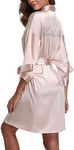 The Bund Bride Bridesmaid Robes for Bridal Party Silky Getting Ready Bathrobe Satin Wedding Dressing Gown with Rhinestones, Maid of Honor-champagne, Medium