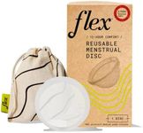 Flex Reusable Disc | Reusable Menstrual Disc | Tampon, Pad, and Cup Alternative | Capacity of 6 Super Tampons | Lasts for Years | Includes Carrying Pouch & 2 Free Disposable Discs