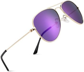 Pro Acme Polarized Kids Aviator Sunglasses, UV400 Protection Metal Frame Unbreakable for Toddlers Age 3-8(Gold Frame/Purple Mirror Lens)