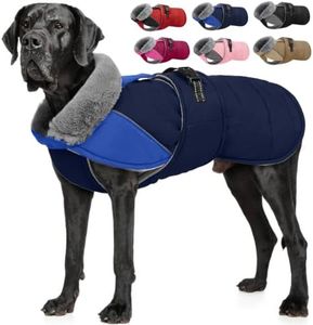 Nanaki Large Dog Coat Rainproof-Warm Giant Breed Dog Jacket With Leash Hole, Fleece Lining Reflective Great Dane Winter Coat Doberman Jacket For Cold Weather Outdoor Walking Hunting, Camping, Blue 3XL