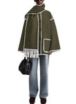 utcoco Womens Winter Wool Coats Embroidered Button Down Woolen Blend Trench Coat with Tassel Scarf, Army Green, Large