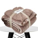 FAIRWAYUK Faux Fur Sherpa Fleece Blanket - Warm Fluffy Throw Winter Blanket Reversible Microfiber Solid Throw Blanket for Sofa Bed Settee Couch, King Size 200x240cm, Mink